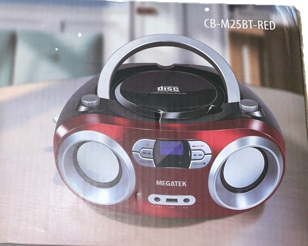 Megatek Portable CD Player, Red, CB-M25BT