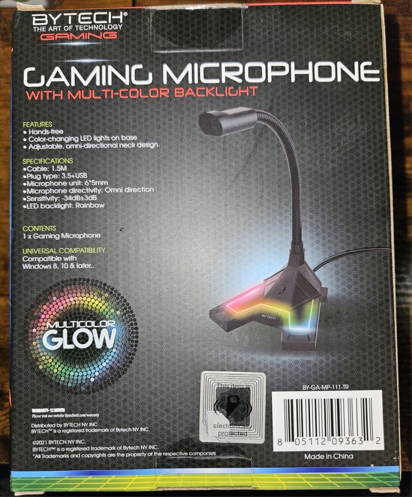 New Bytech Adjustable Gaming Microphone Multi Color Backlight Hands Free