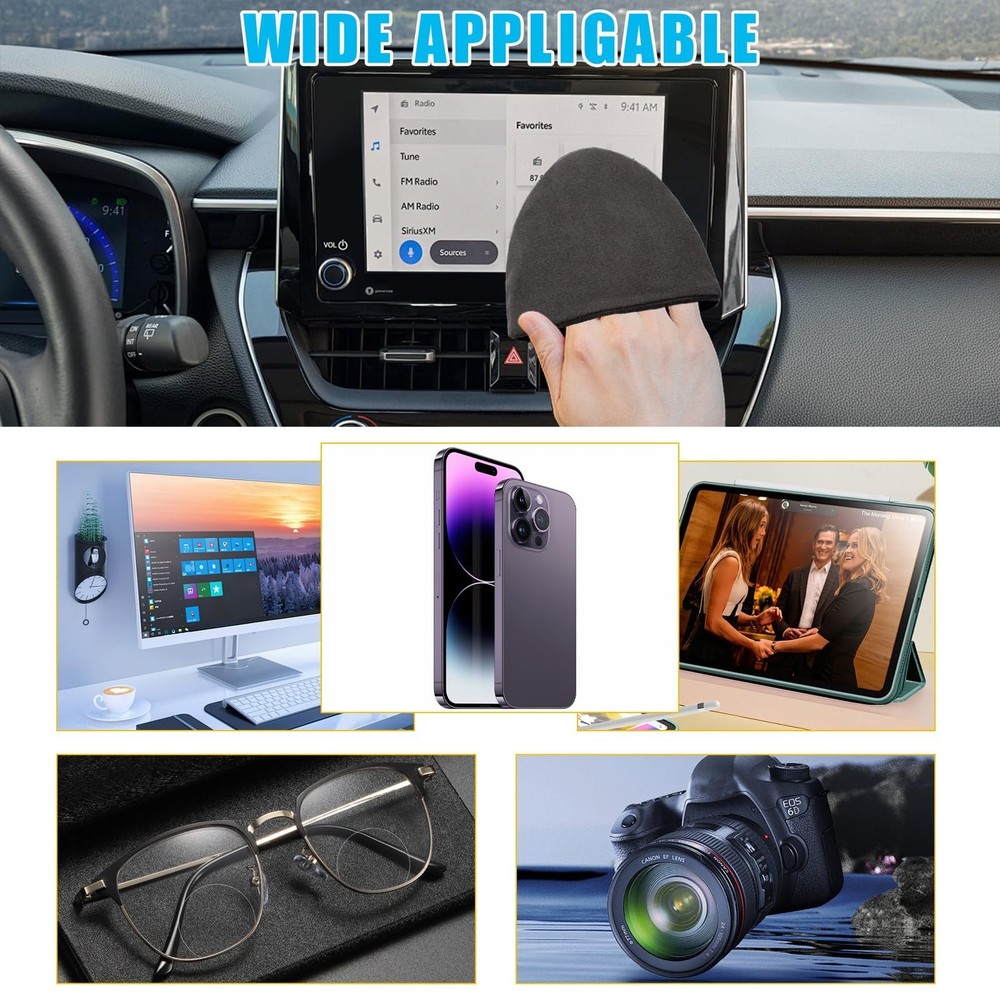 Car Screen Cleaner, 4.72×3.93" Triangle Microfiber Auto Screen Cleaning Pad