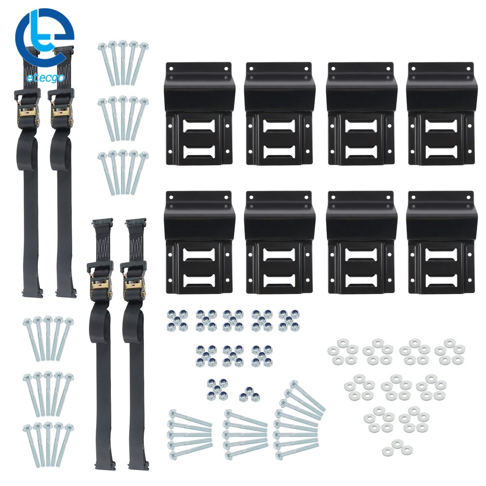 Black Wheel Chock and Ratchet Strap Bundle 2 Sets 9ft With Storage Bag For Van