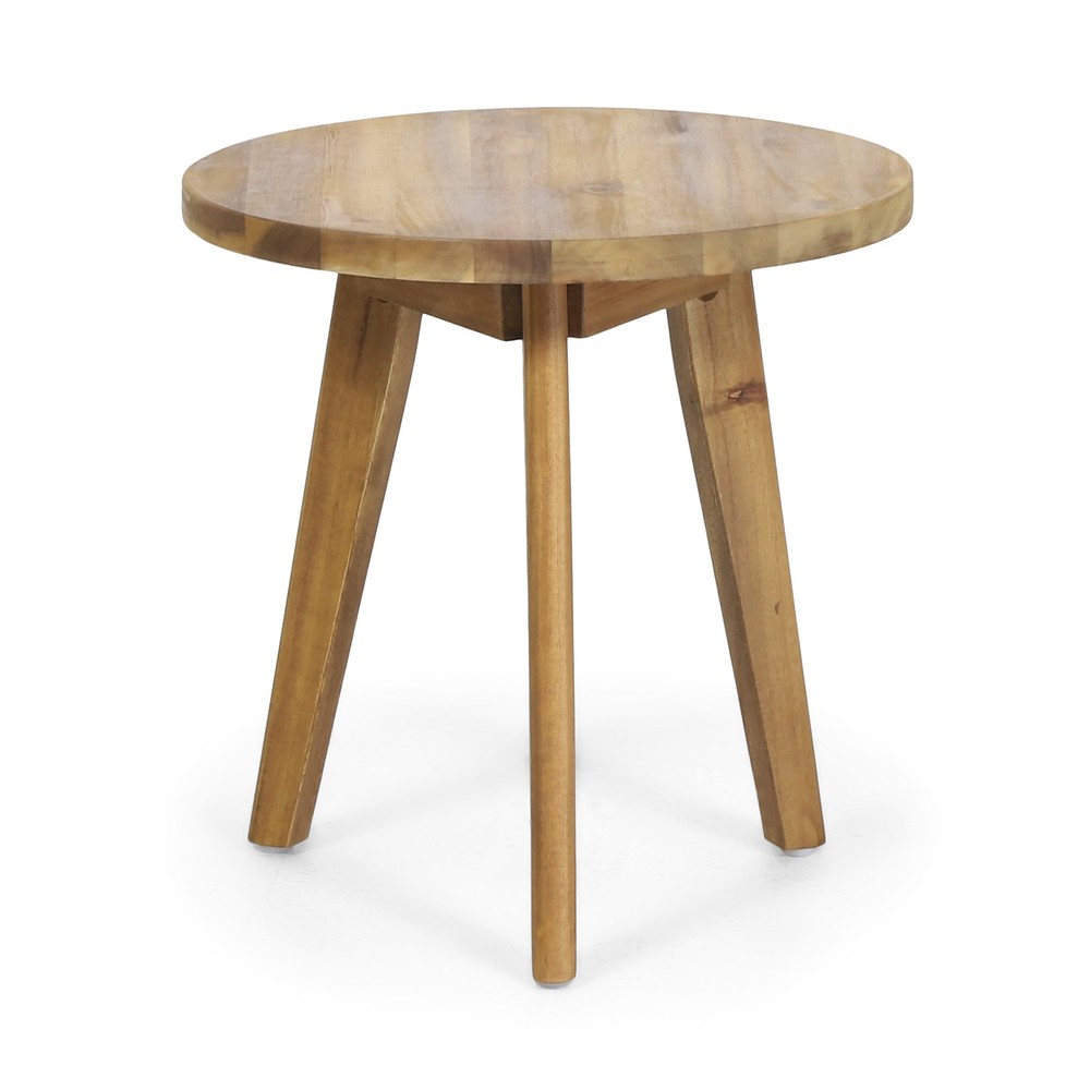 Solid Wood Round Side Table Natural Wooden Trendy End Table Rustic Center Table