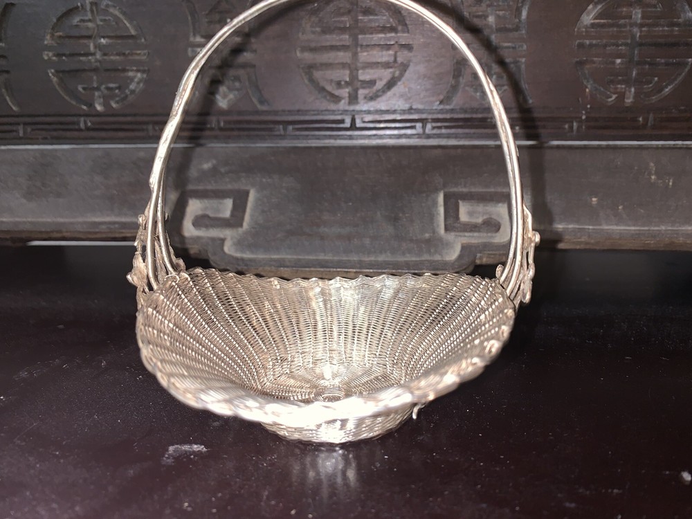 Chinese Antique Stering Silver Basket With Mark