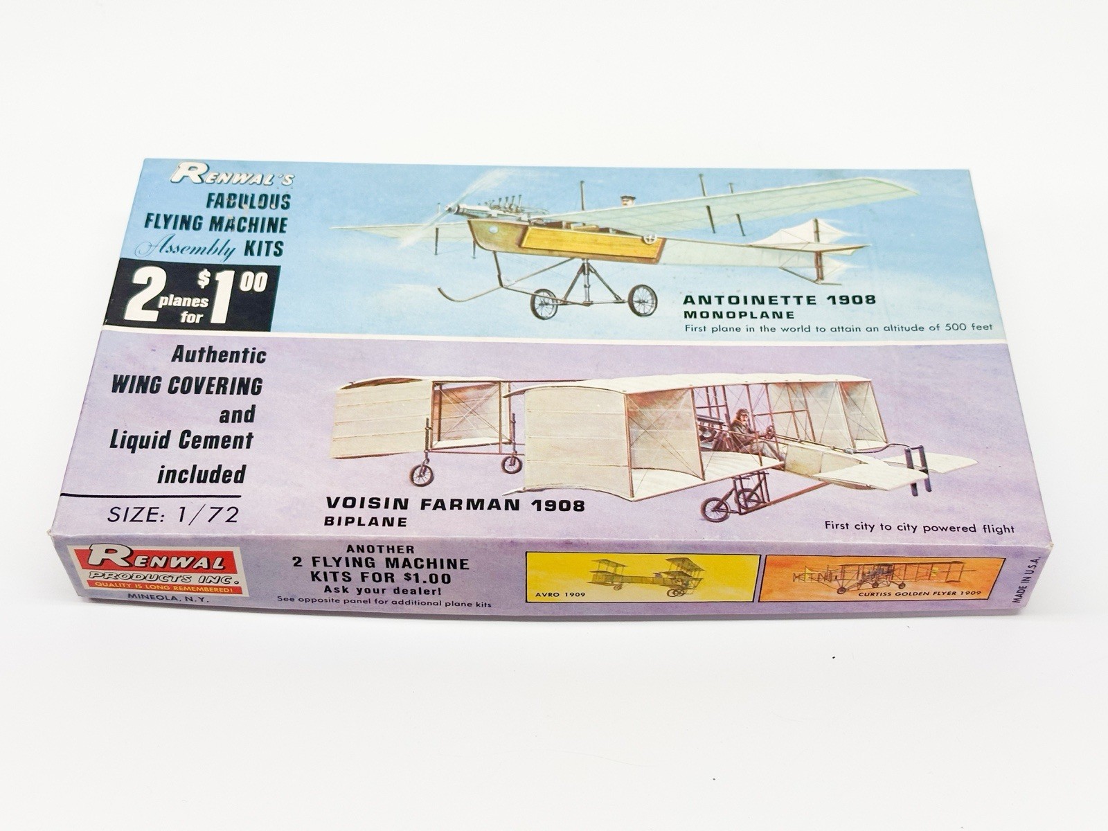 Renwal 1908 Antoinette Monoplane & Voisin Farman 1/72 Scale Plastic Model Kit