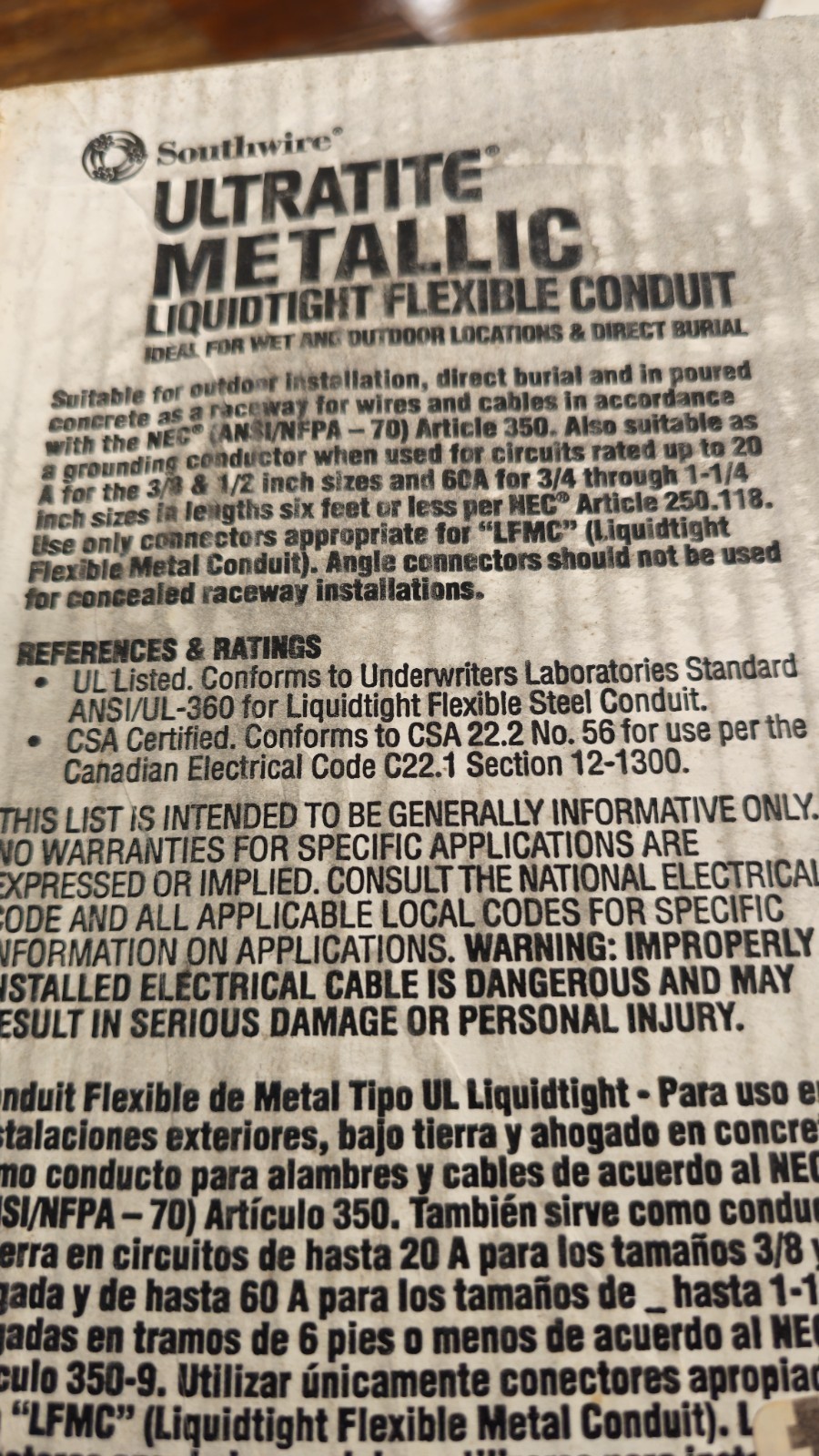 Southwire 55082721 Ultratite Metallic Liquidtight Flexible Conduit 3/4 25 Ft.
