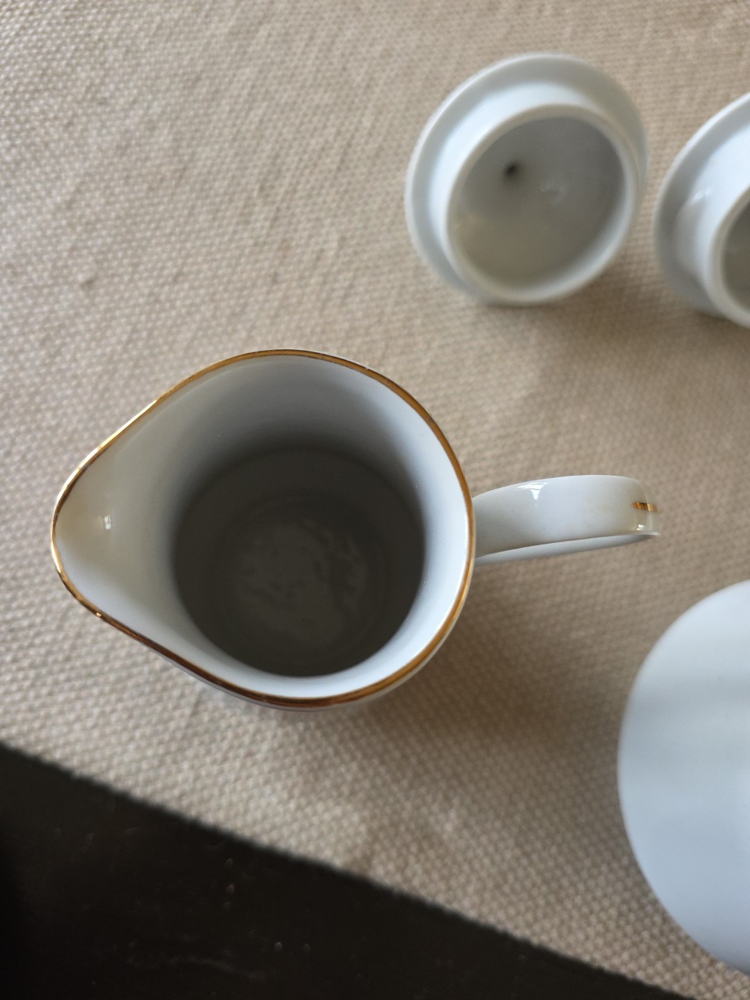 Crown Ming Fine Jian Shiang Christina Pattern Fine China Tea Pot, Sugar, Creamer