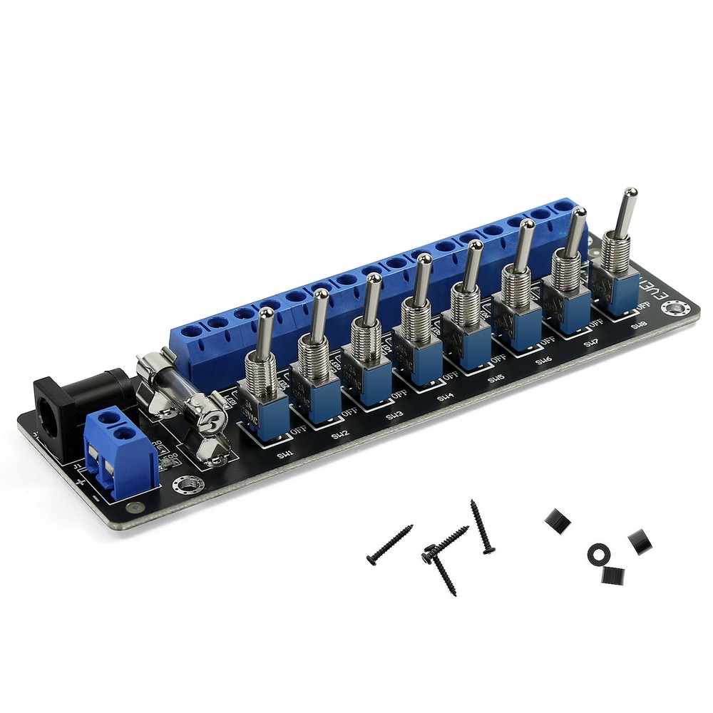 Evemodel 3V-24V DC Individual Toggle Switch Power Distribution Module 8 Channel