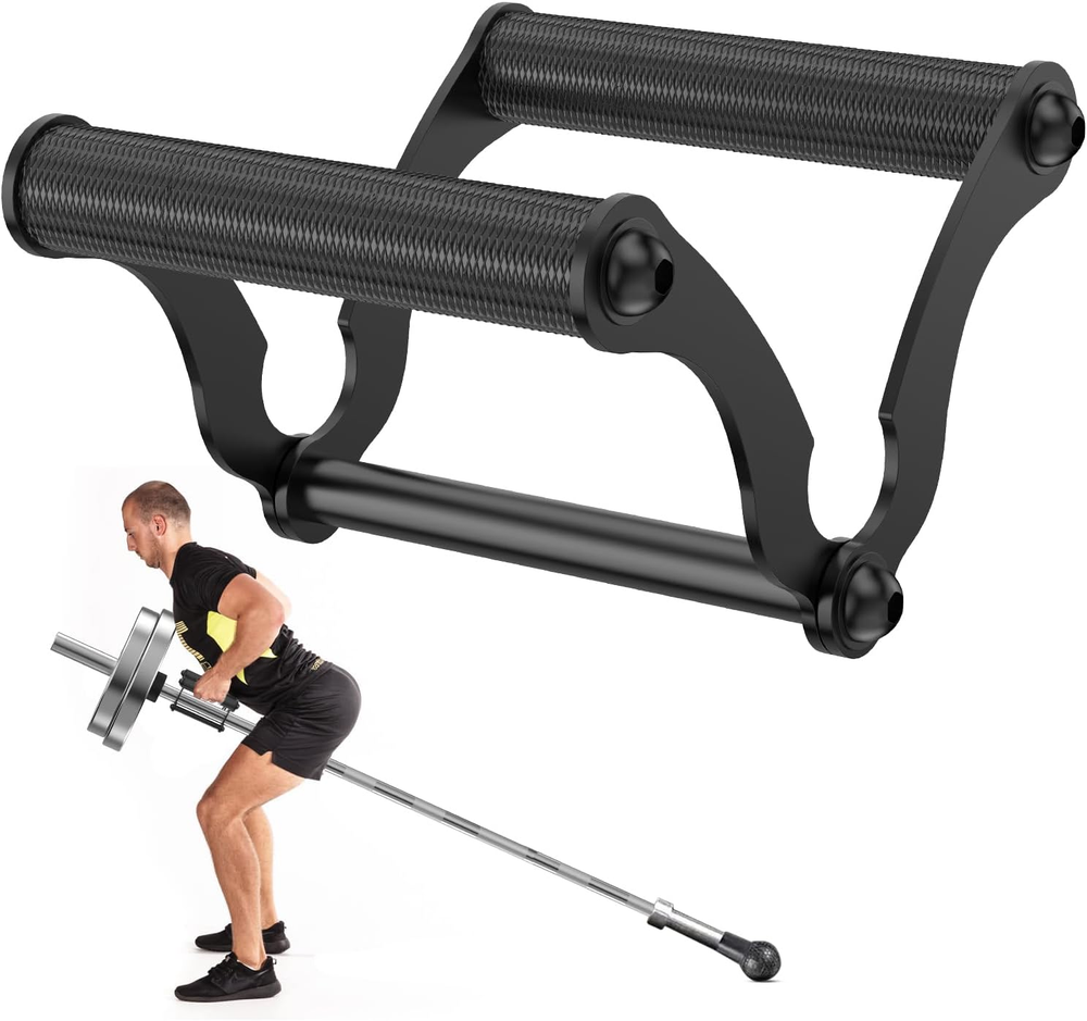 V Bar Landmine Handle Attachment, Solid Double D Row Handle with Non-Slip Grip