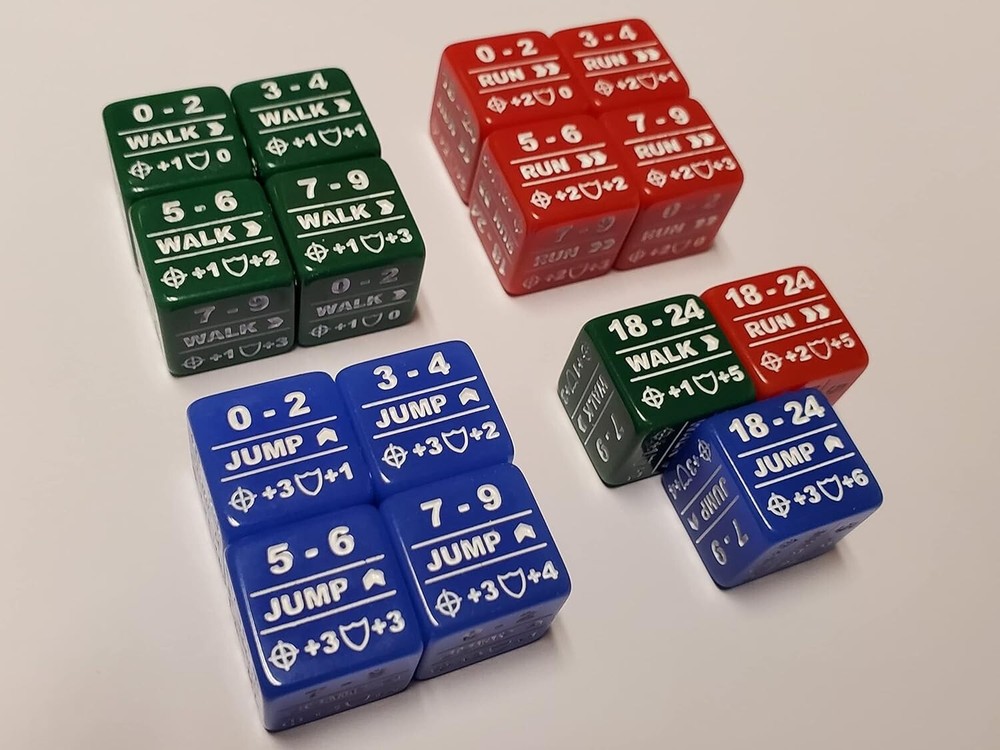 Battletech Movement Modifier and Heat Modifier 20 Dice Bundle | Color Coded Dice