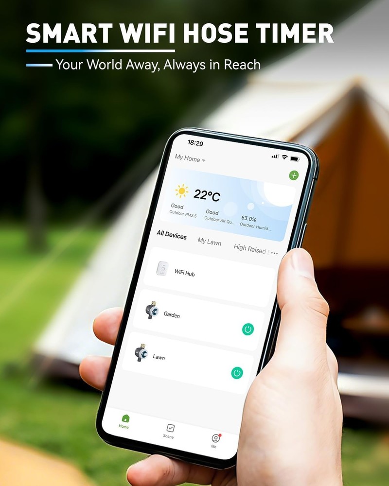 Durable Brass Inlet Smart Sprinkler Timer with App Control - Water Efficient