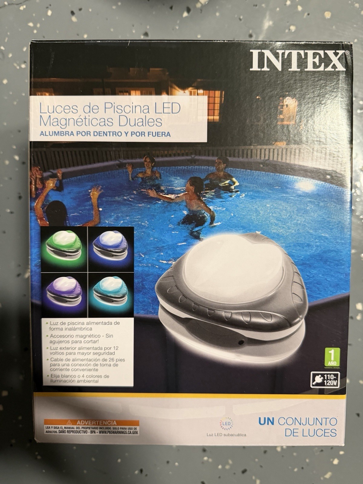 Intex 28697E Dual Magnetic LED Pool Wall Light 110120V