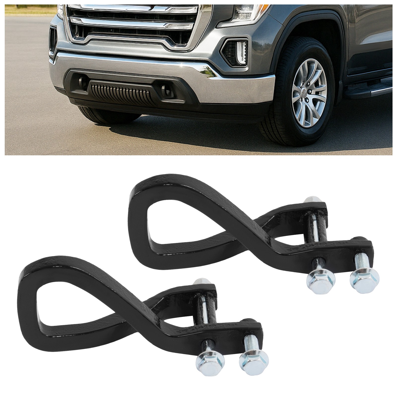 New Front Tow Recovery Hooks w/ Bolts For GMC Sierra 1500 2019-2025 #84195907