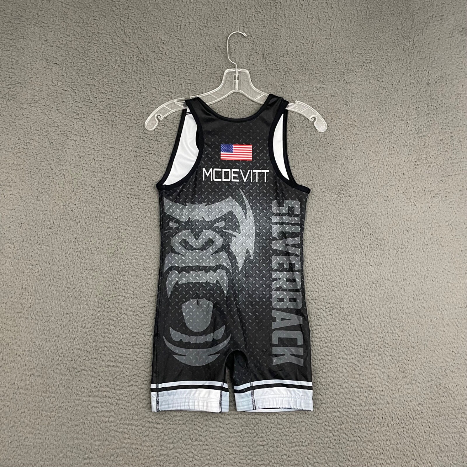 Silverback Match Worn Wrestling Singlet Mens XS Black Team USA Spandex Sports