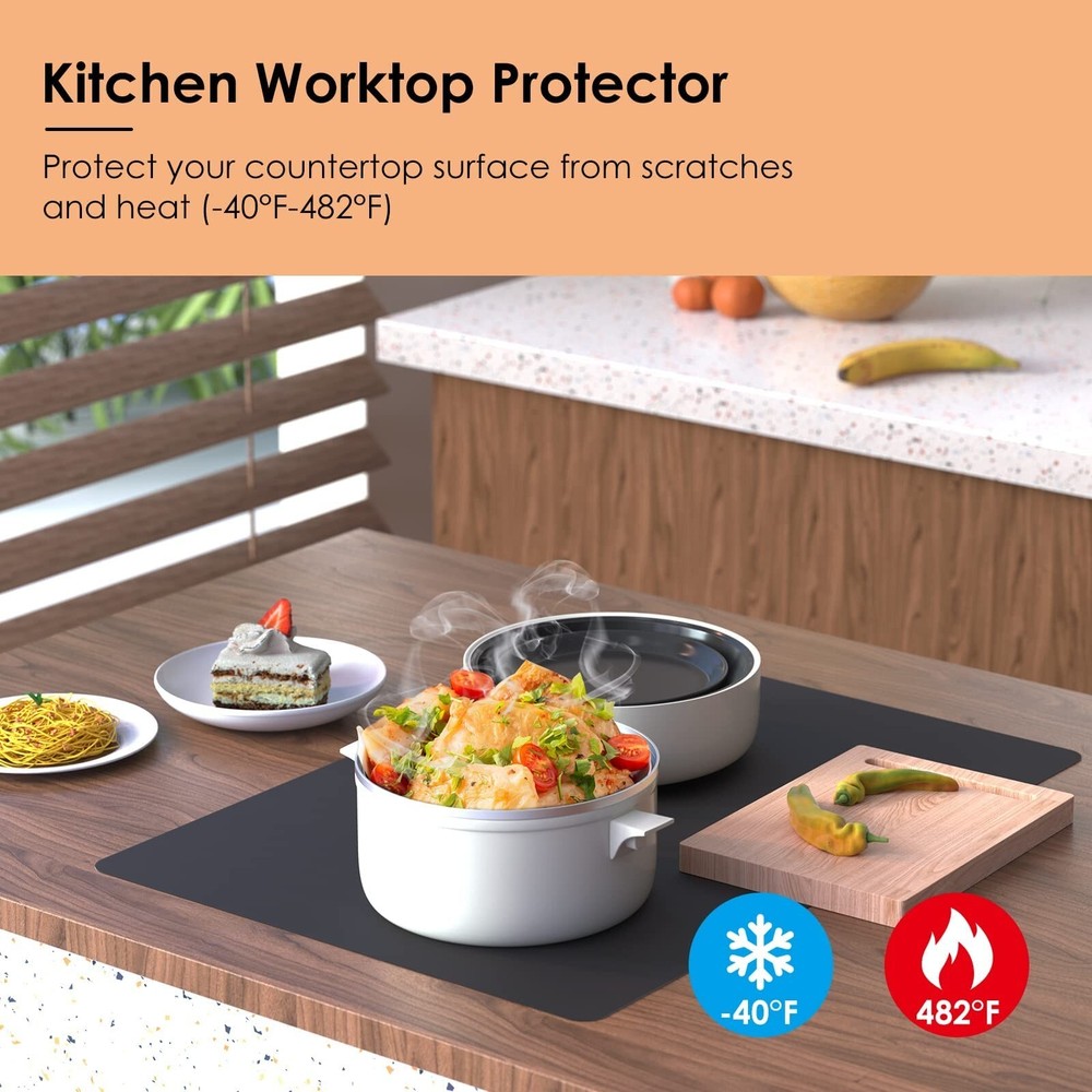 KitchenRaku Extra Large Silicone Mat for Kitchen Worktop Protector, Thickened...