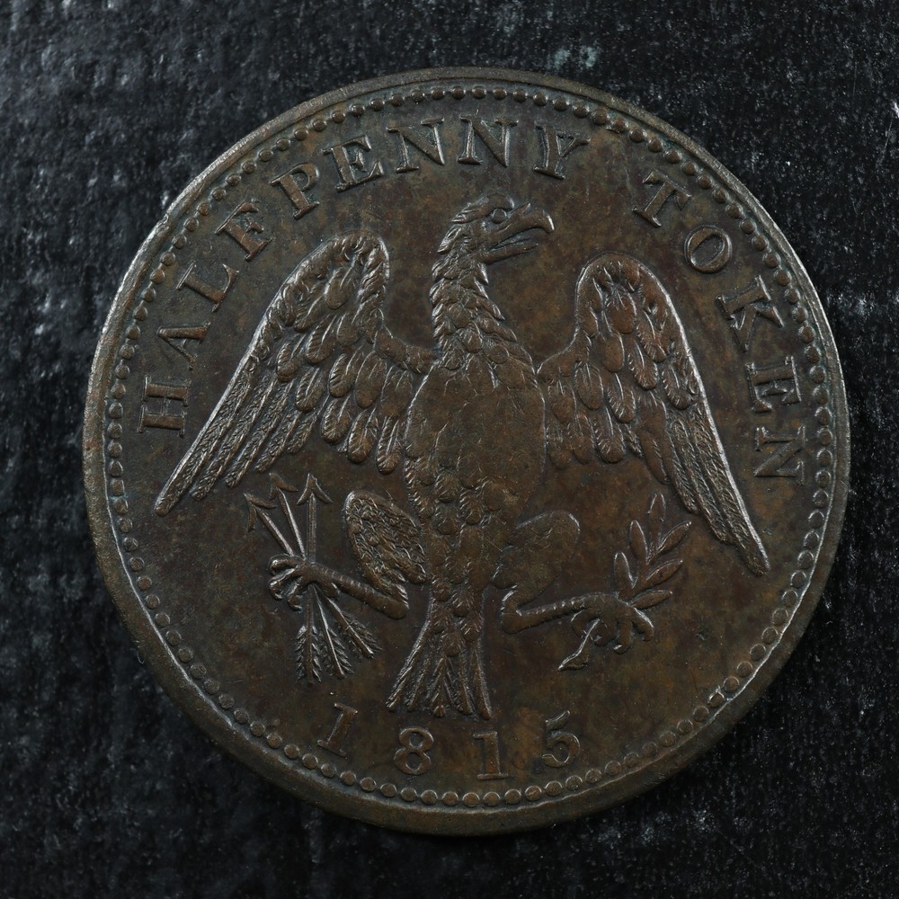 LC-54D2 Halfpenny token 1815 Lower Bas Canada Quebec Spread eagle Breton 994