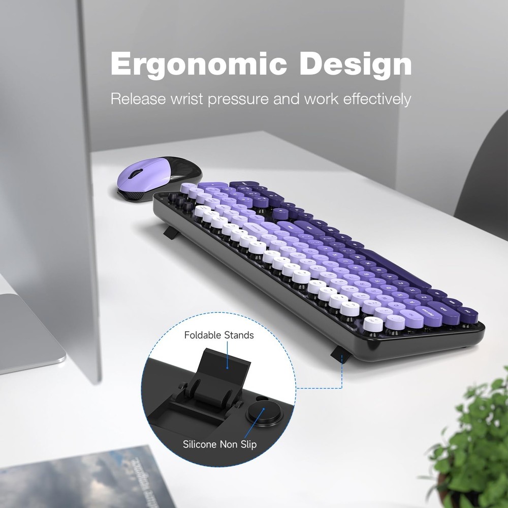 Wireless Keyboard and Mouse Combo, 104 Keys Full-Sized Typewriter Keyboards, ...