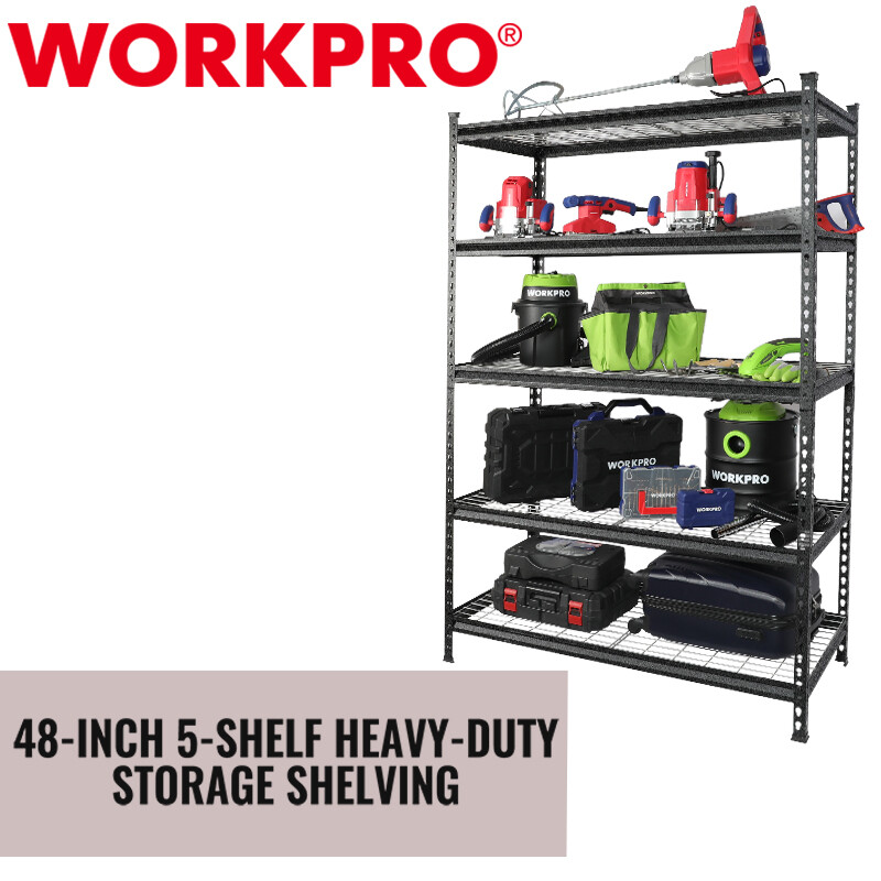 WORKPRO 5-Tier Metal Storage Shelving Unit 24"D x 48"W x 72"H Storage Rack Shelf