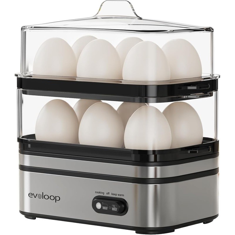 Stackable Egg Cooker Multi Function Boil Poach Steam 12 Eggs Fast Easy Clean New