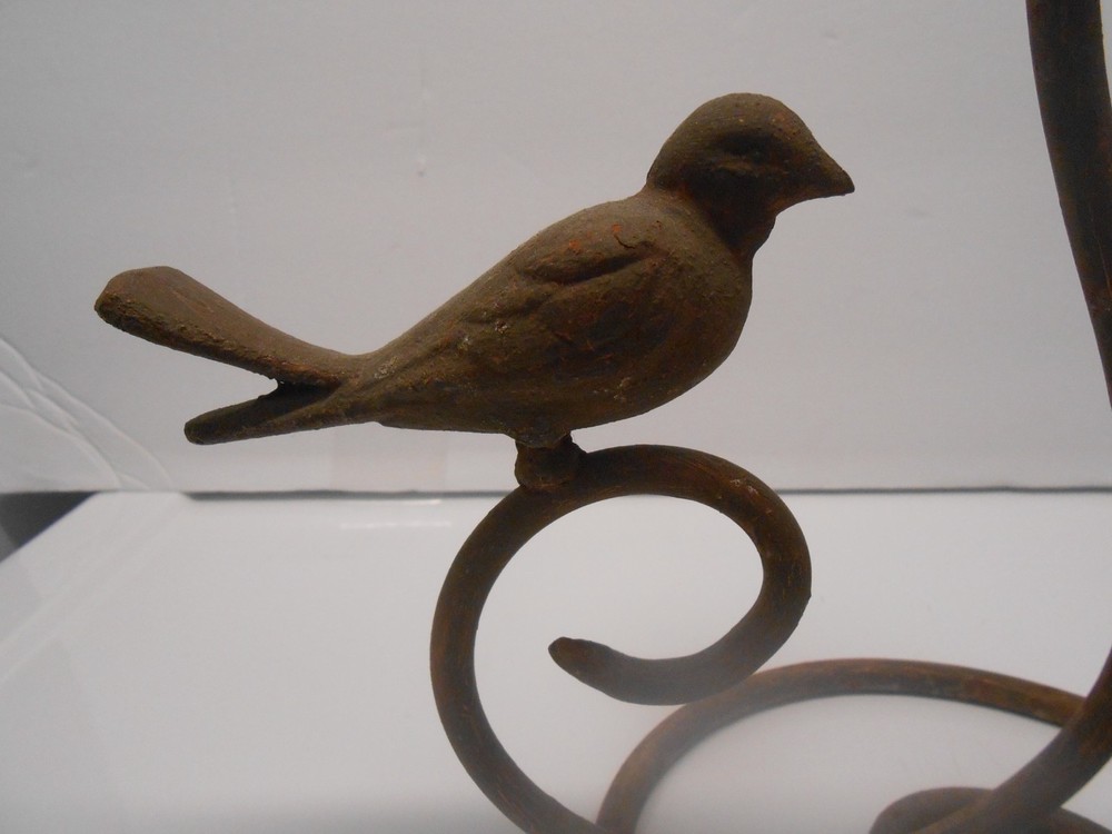 Cast Iron Scrolls Plant Hanger Bracket Hook Bird Garden Decor Brown Tabletop
