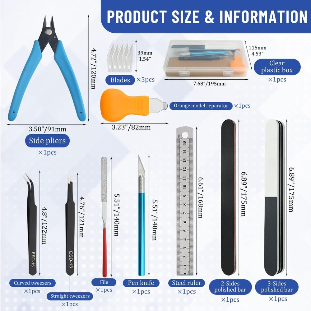 Bigstone 15 PCS Model Tools Kit Hobby Building Tools Craft Set Modeler Basic ...