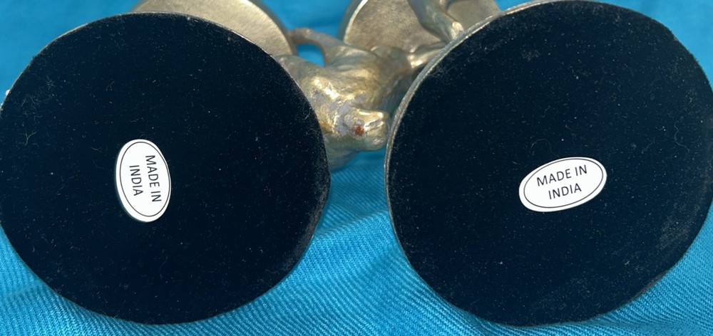 Pair (2) Brass Bunny Rabbit Candle Holders Easter Spring Made In India