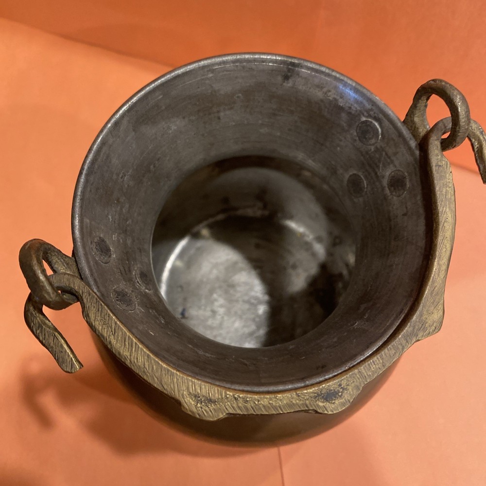 Vintage Copper Pot W/ Swing Brass Handle (A)