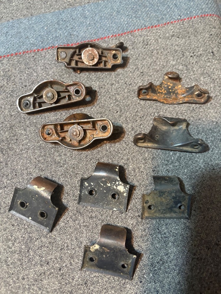 Original Antique Vintage Japanned copper flash Window Sash pulls hardware 9 pc