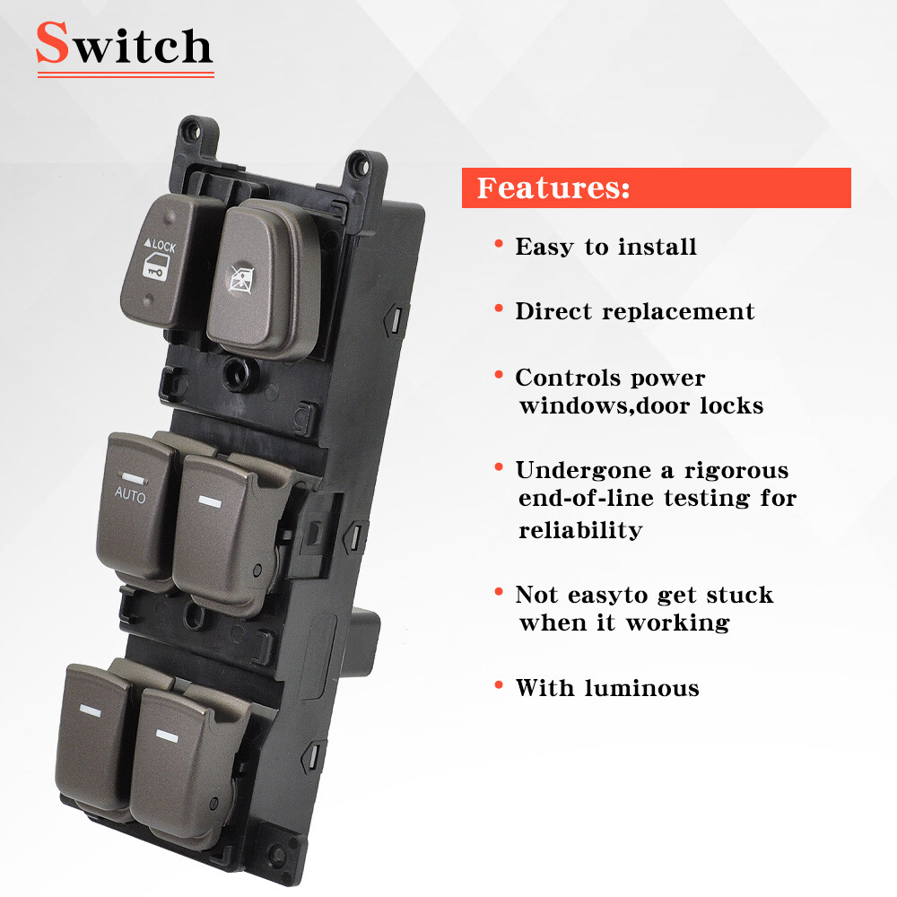 New Power Window Switch For 2008-2010 Sonata Front Driver Side Gray 935703K600