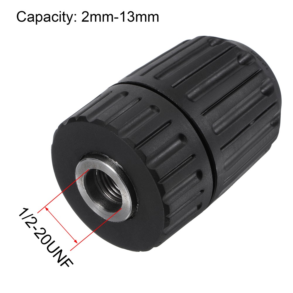 Keyless Drill Chuck 2-13mm Capacity 1/2-20UNF Thread with Hex Shank Adapter