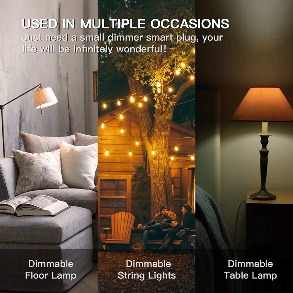 Smart Dimmer Plug for Outdoor Use: 400W Control with Alexa/Google Integration