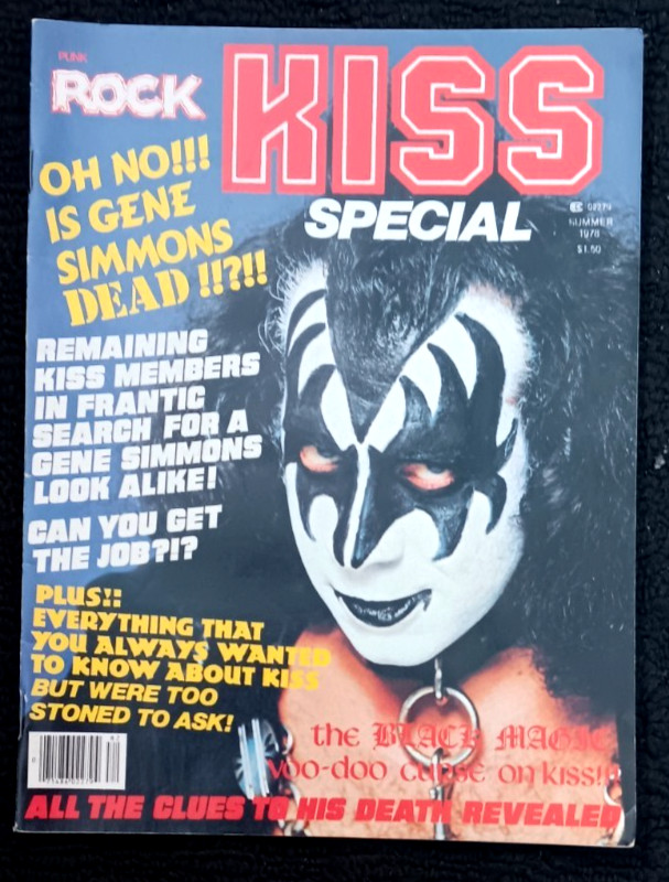Vintage 1978 KISS Punk Magazine Featuring GENE SIMMONS  And Kiss - Aucoin