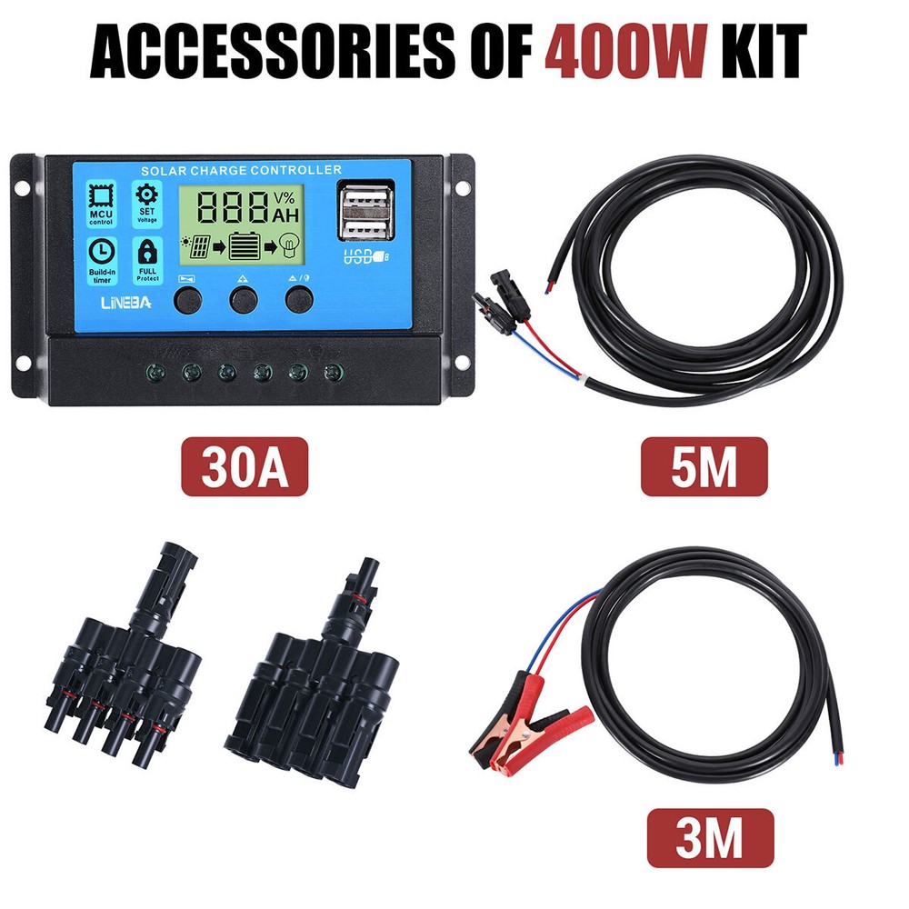 5000W Complete Solar Panel Kit Power Inverter Generator 30A 110V RV Grid System
