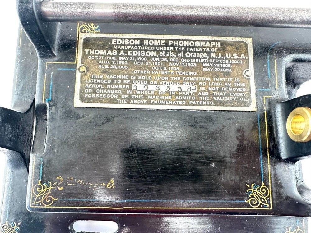 Antique Bed Plate Edison Home Phonograph Model D