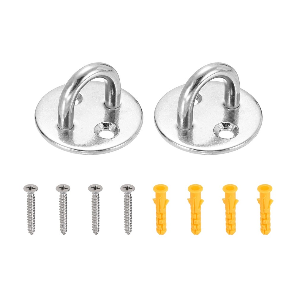 2Pcs M5 Eyelet Bracket Set Circular Hook Plate and Hook, Silver