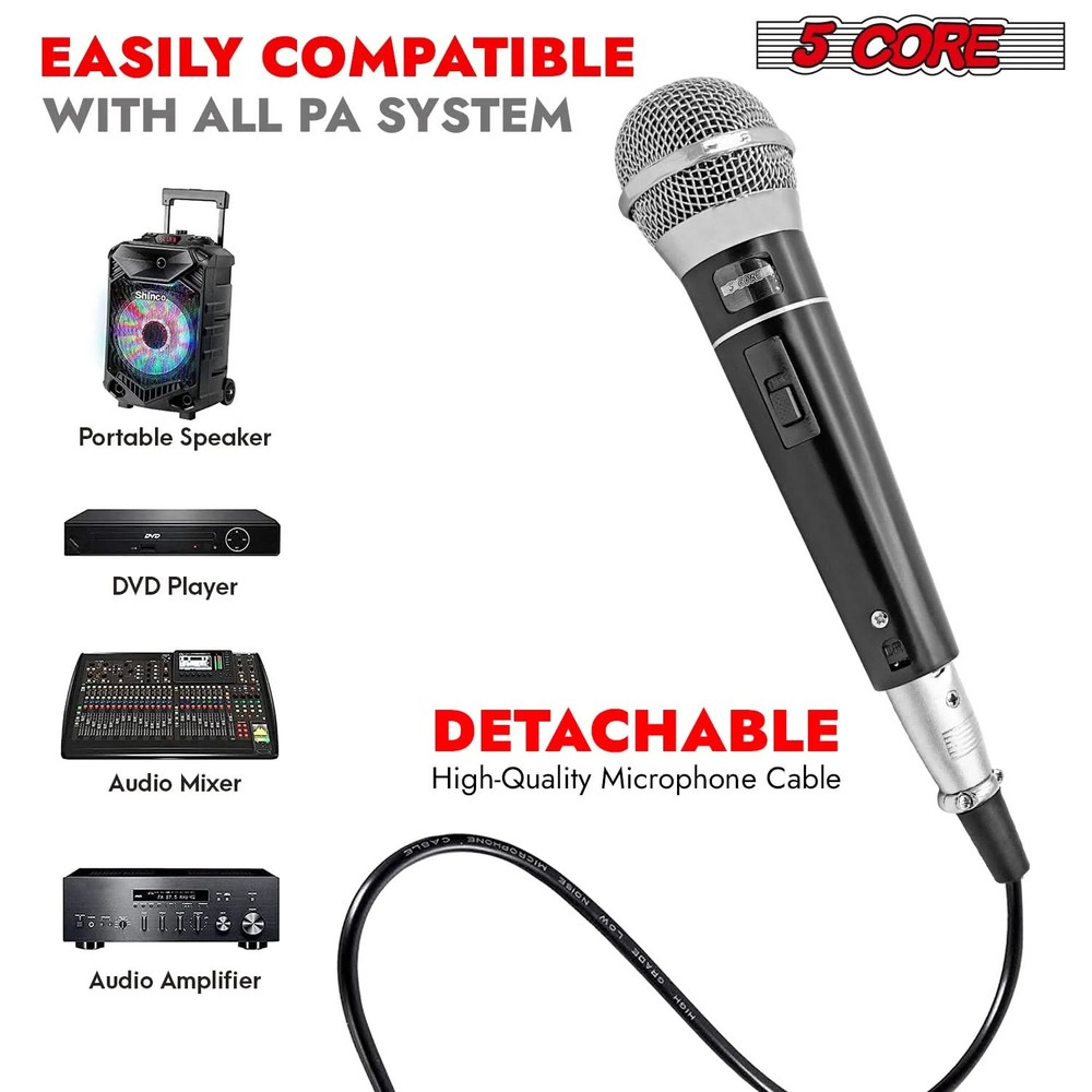 5Core XLR Microphone Dynamic Mic Karaoke Singing Studio Mics Handheld Microfono