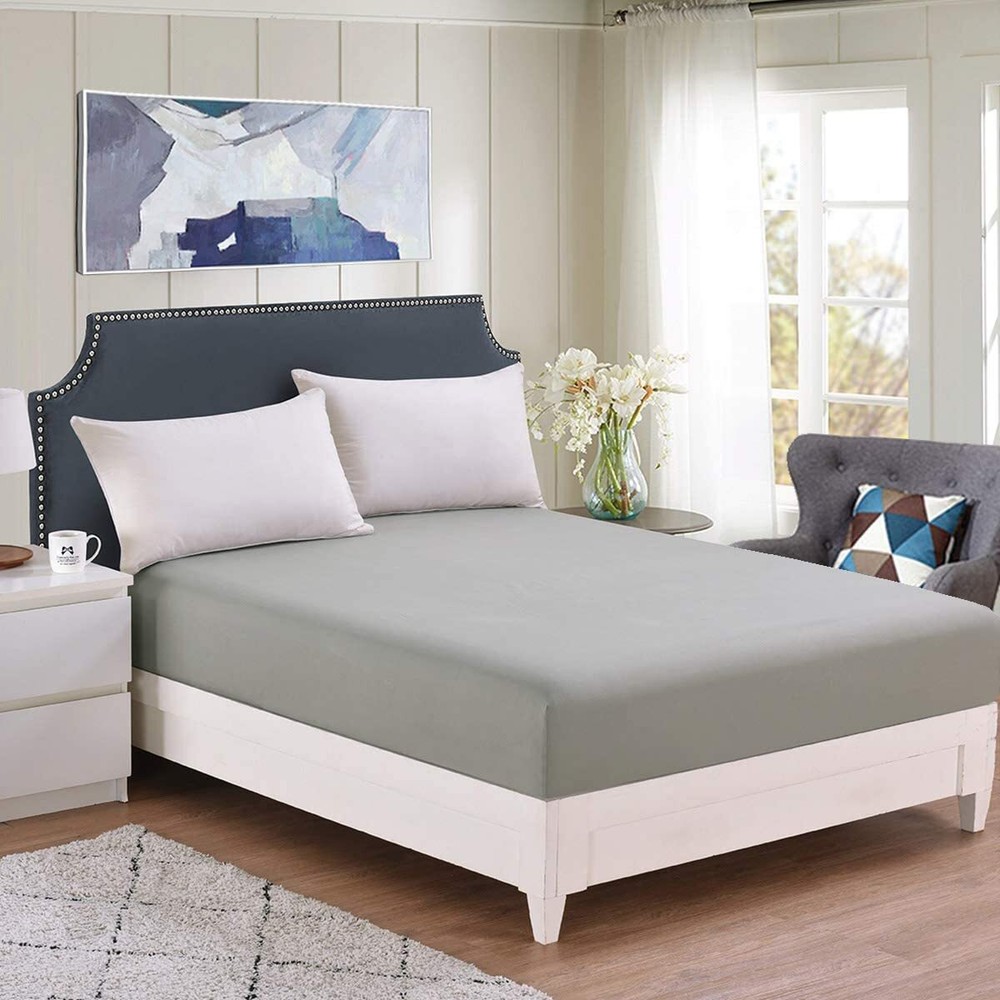 Home Collection 7 PC Sheet Set Silver Solid Egyptian Cotton 800 Thread Count