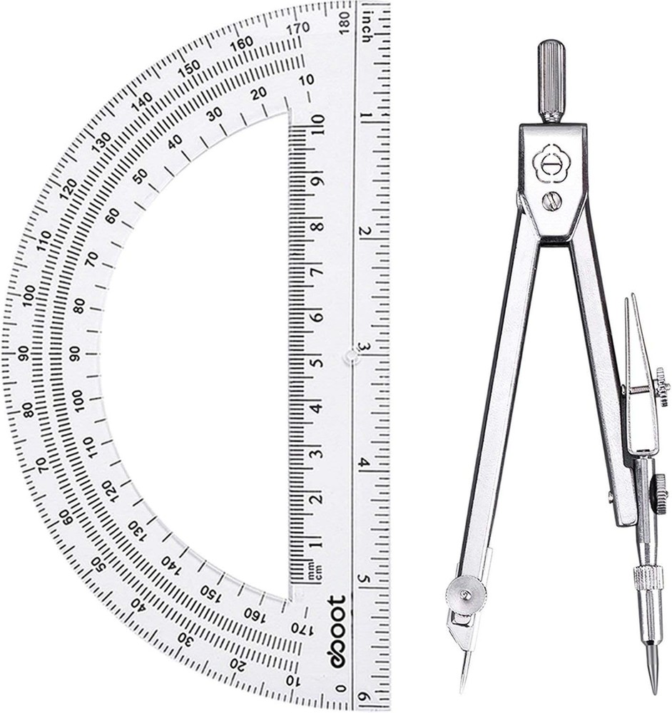 Lightweight Drawing Compass & Protractor Set - Essential for Every Student's Kit