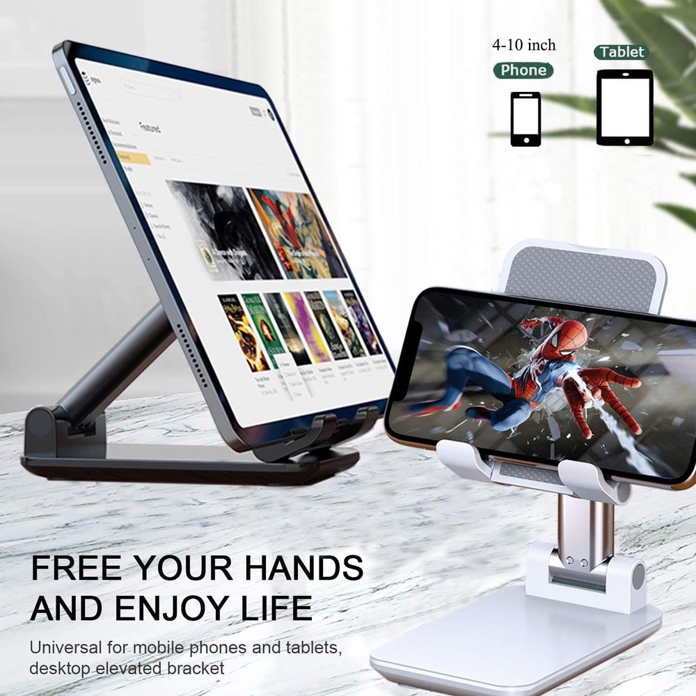 Cell Phone Stand, Adjustable Angle Height Stand for Desk, Fully Foldable (2pcs)