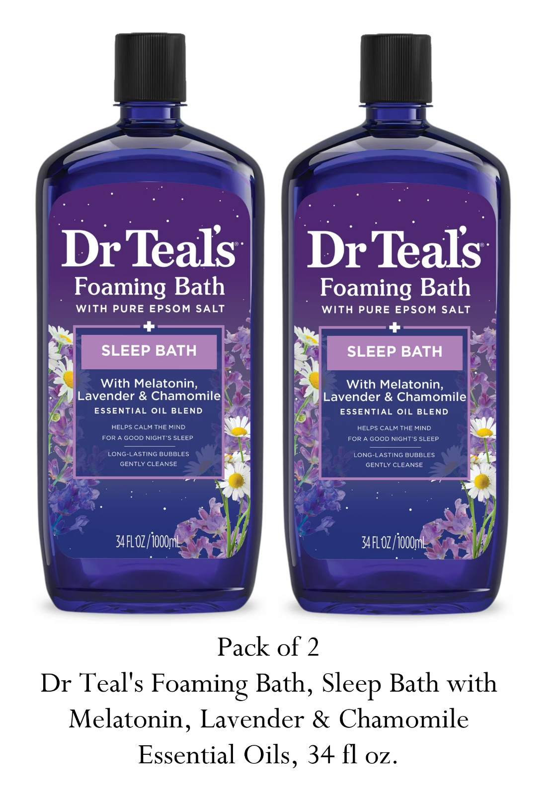Dr Teal's Sleep Blend Epsom Salt Foaming Bath 34 Fl Oz Pack of 2