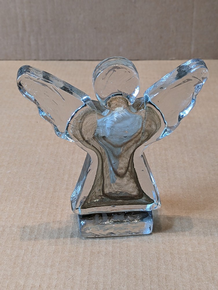 Solid Glass or Crystal Angel Block Style Vintage