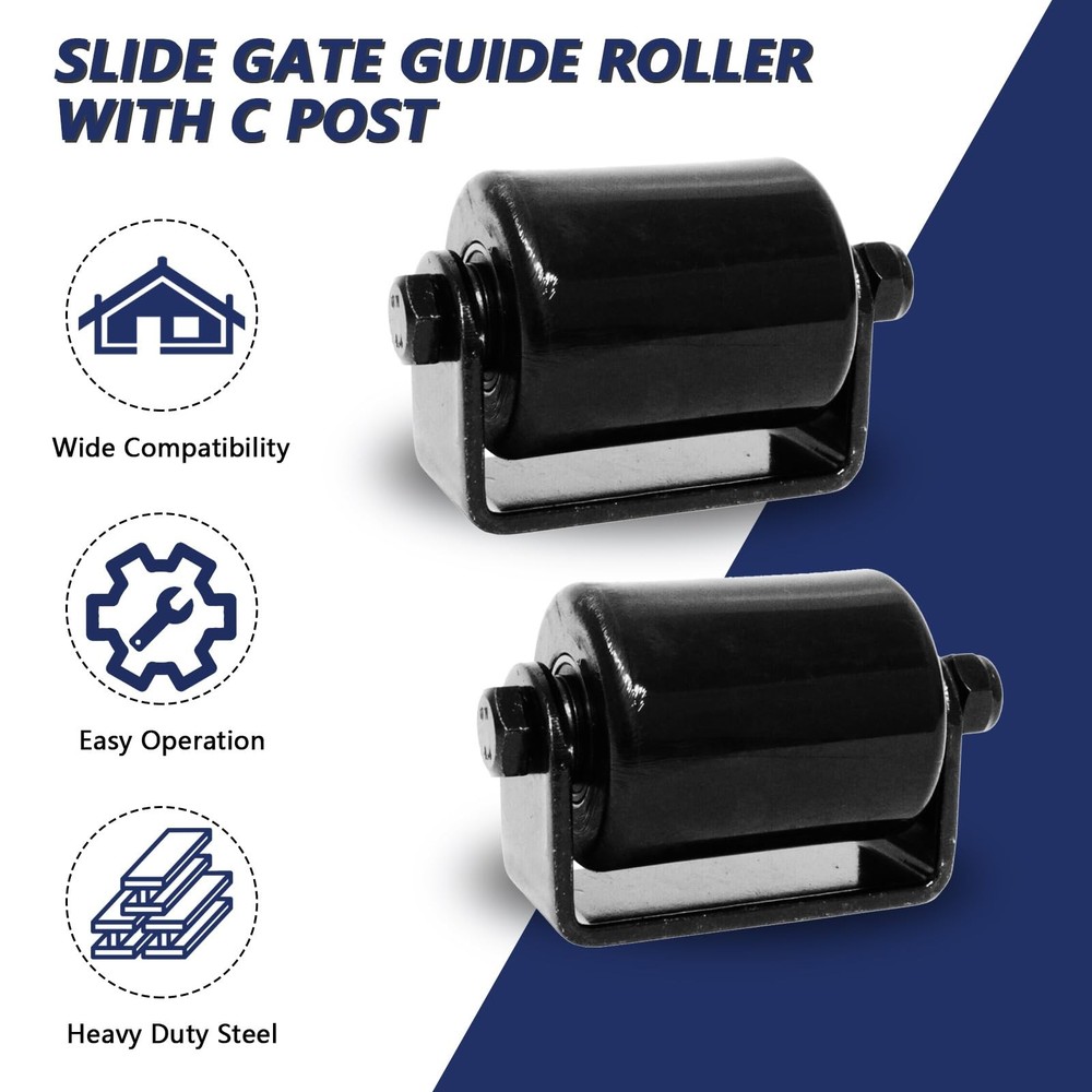 2Pack Slide Gate Guide Roller with Post Welded Bracket, Heavy Duty Sealed Bea...