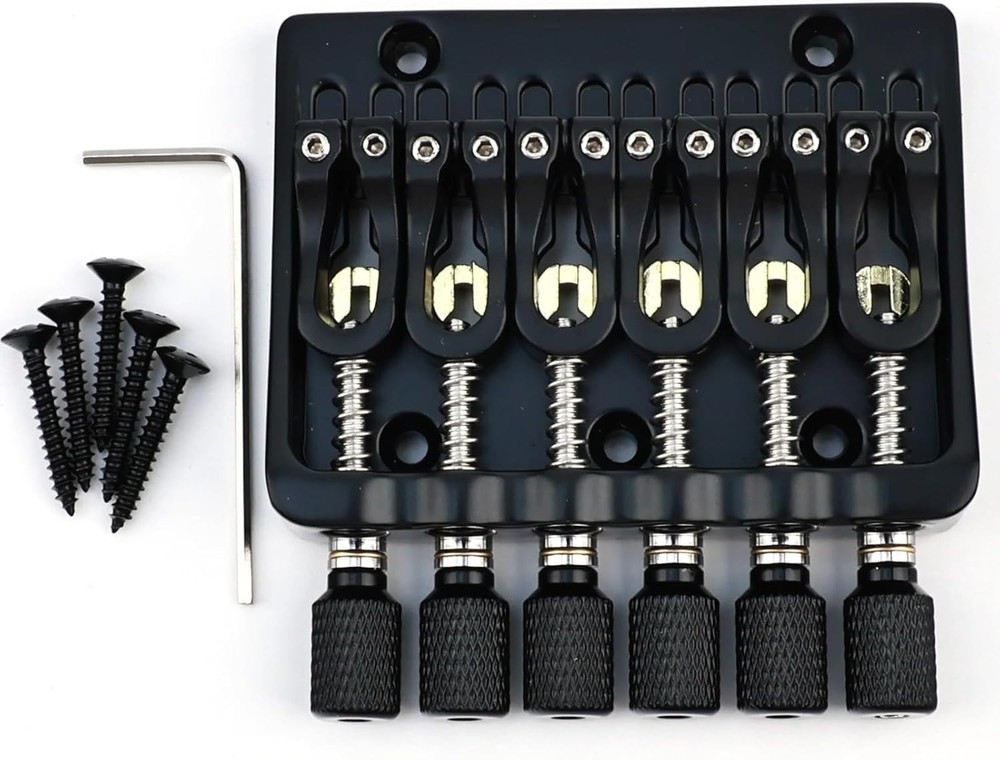 6 String Guitar Zinc Alloy Headless Fixed Bridge Knobs Matte Black Tremolo Syste