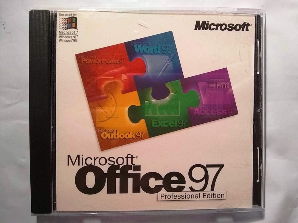 Microsoft Office 97 Professional Retail Full Version CD Set w/ Key & License
