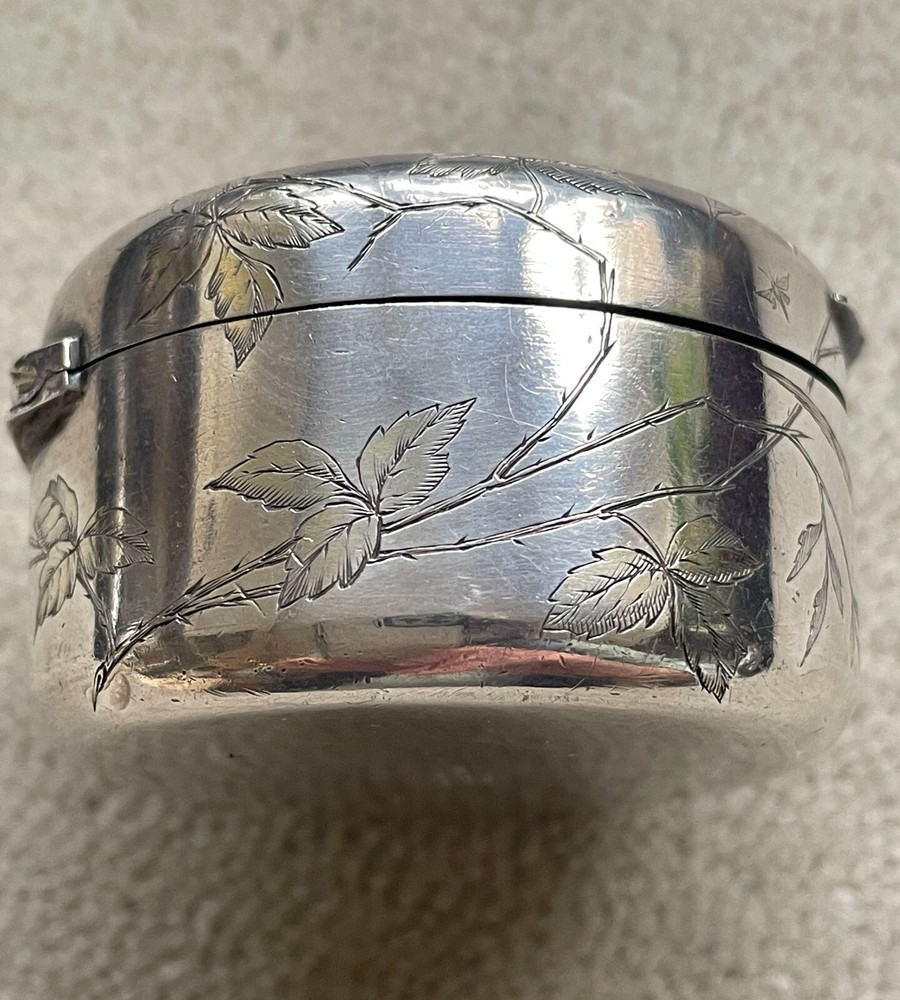 Antique Solid Silver French Compact with Gilt Interior REDUCED PRICE