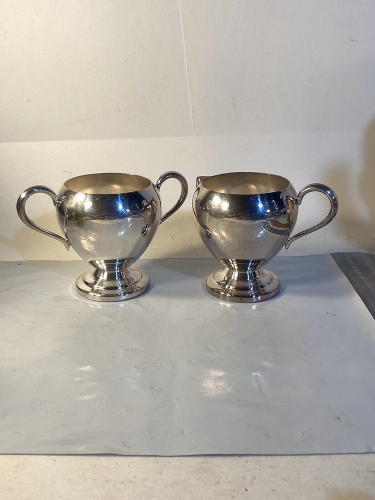 Blackington Creamer & Sugar Fine Silver Plate MCM