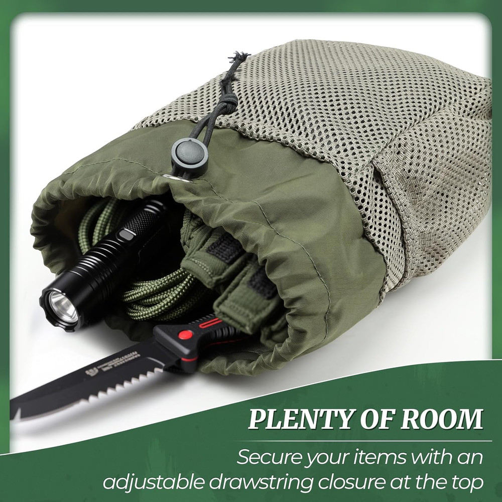 Saddle Hunting Dump Pouch, Mesh Hunting Storage Bag with Drawstring Closure, Eas