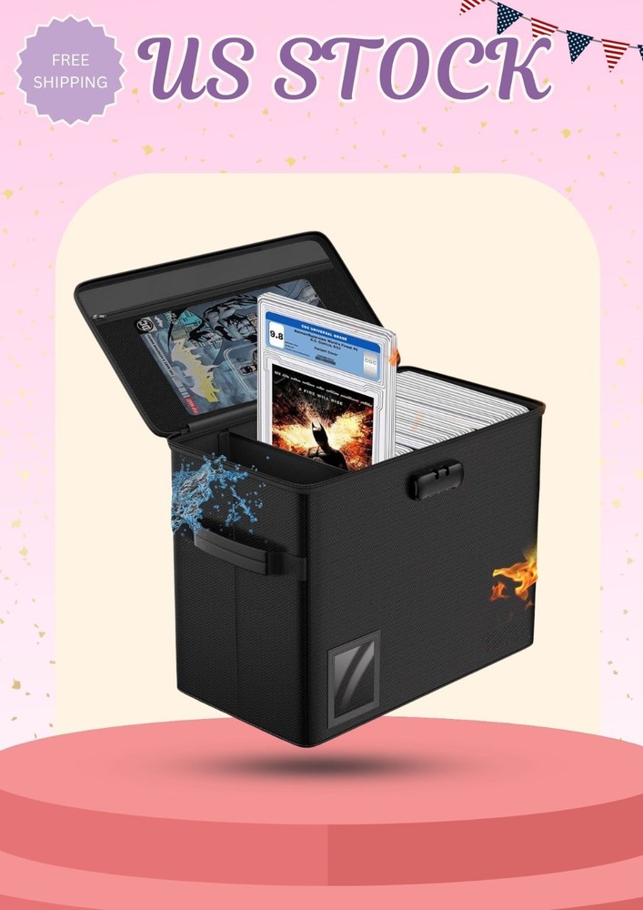 Graded Comic Book Storage for 30, Fireproof Stackable Box with Lock