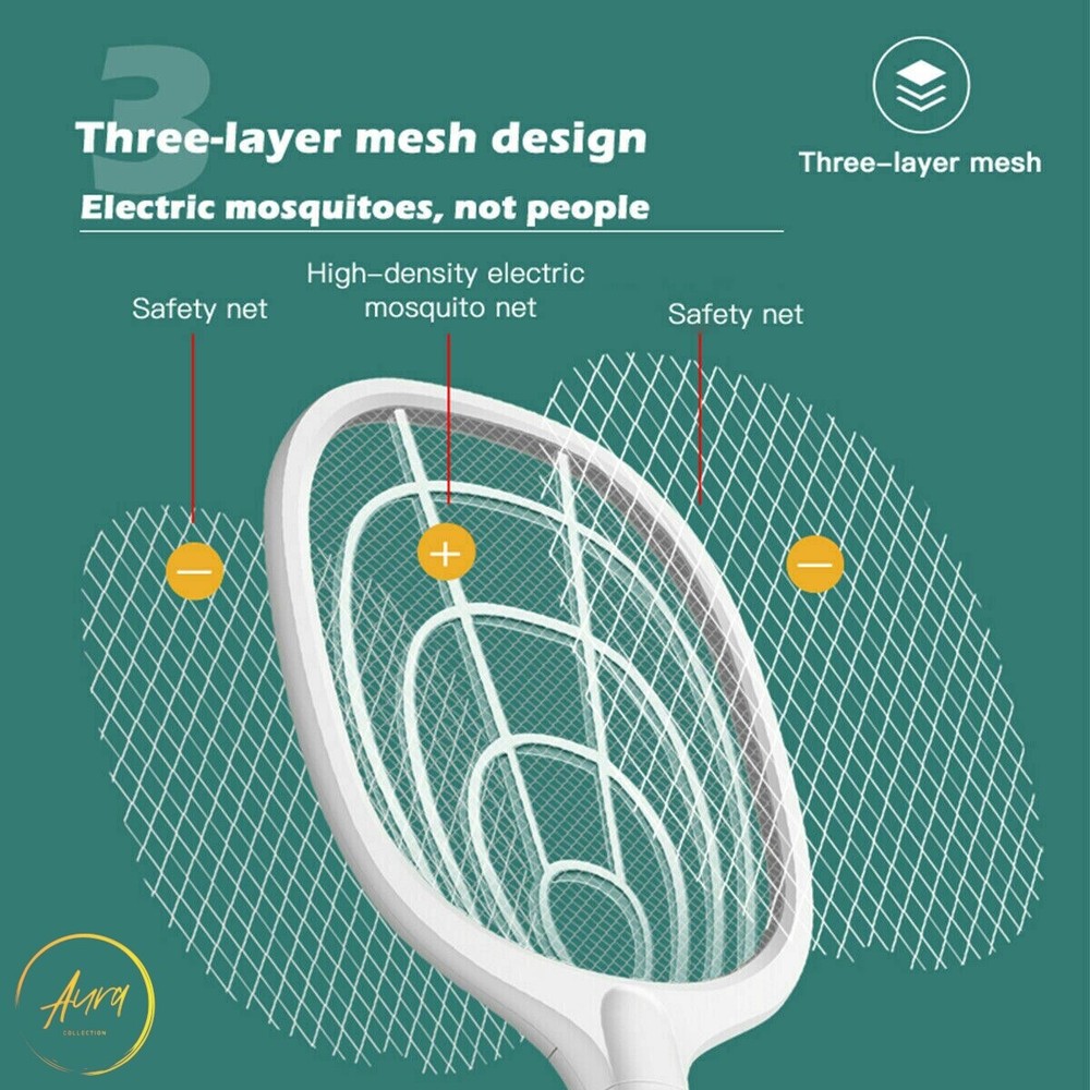 Electronic Fly Swatter Handheld Mosquito Killer Rechargeable Racket Zapper