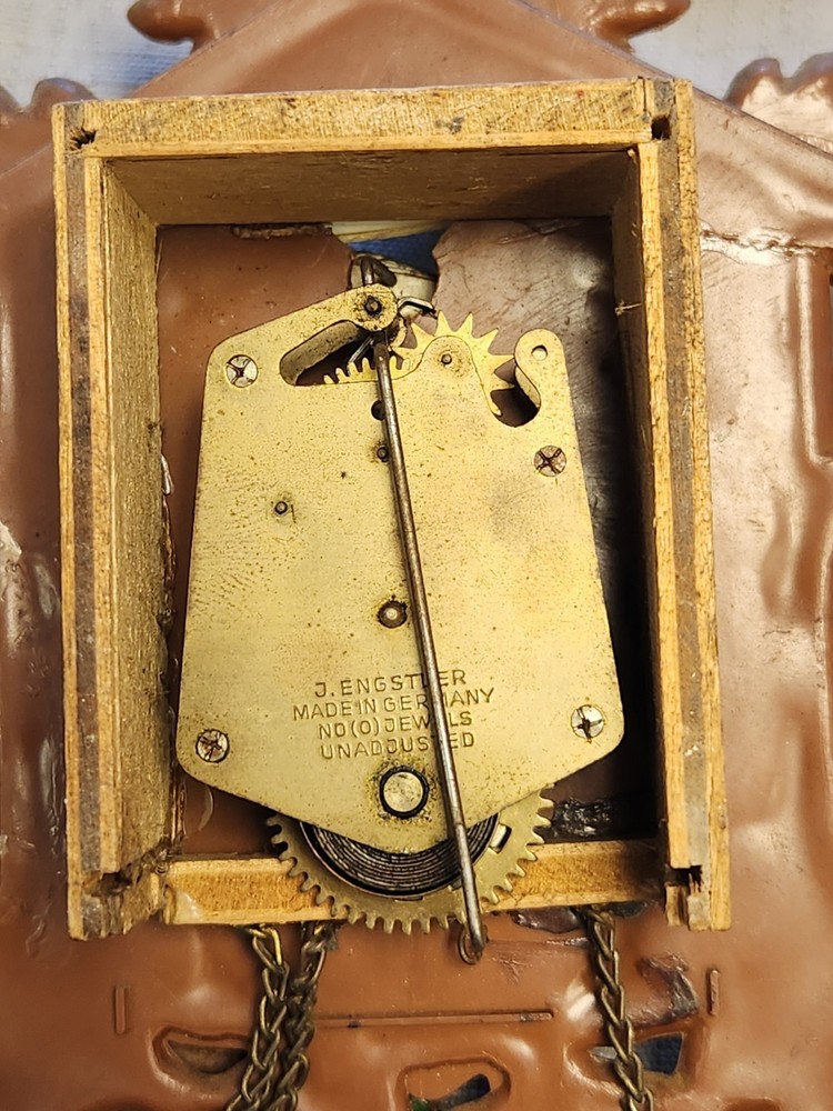 Mini Cuckoo Clock Plastic Not Working Repair Engstler Germany NO Key