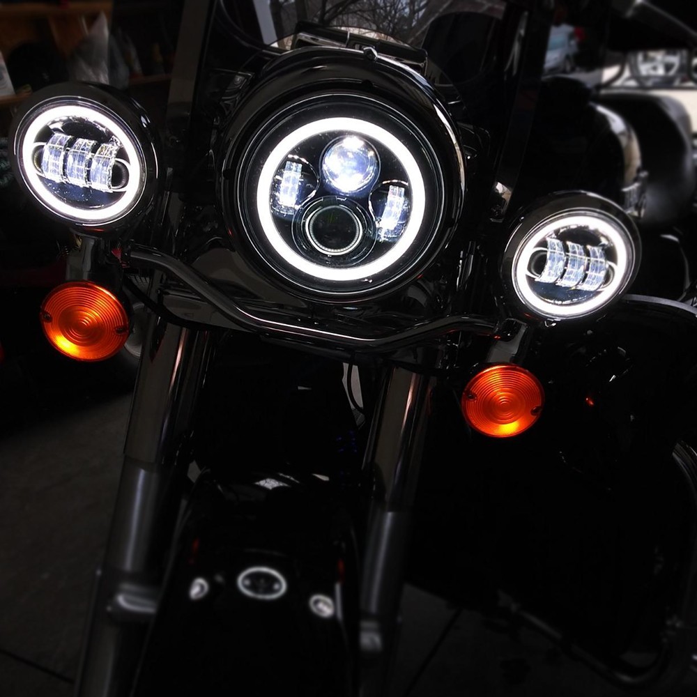 7" LED Headlight + Passing Lights Bar For Honda VTX1300C VTX1800C VTX 1800 N