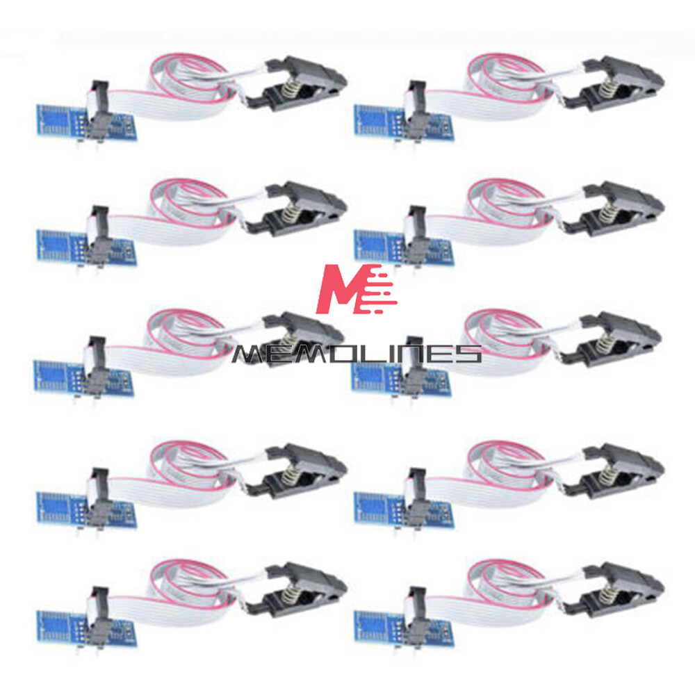 1-50x SOIC8 SOP8 Flash Chip IC Test Clips Socket Adpter BIOS/24/25/93 Programmer